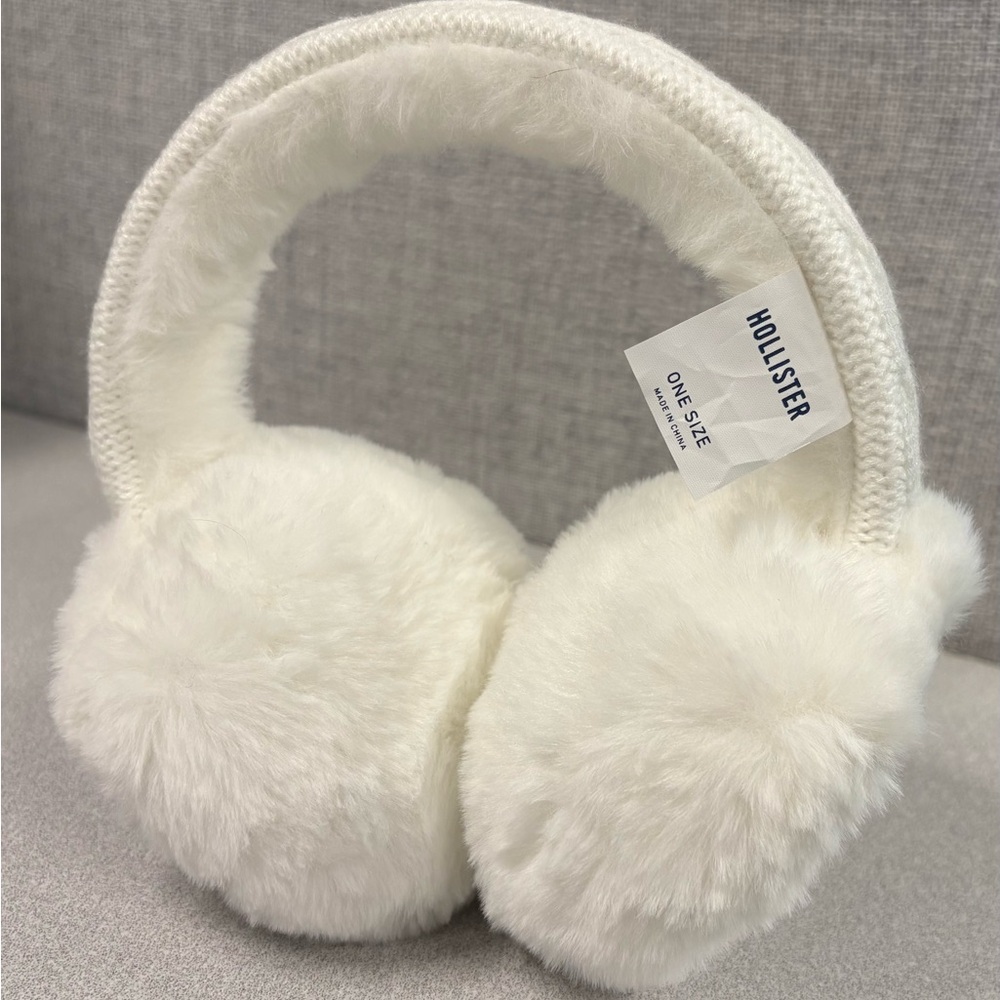 Hollister Soft White Plush Earmuffs